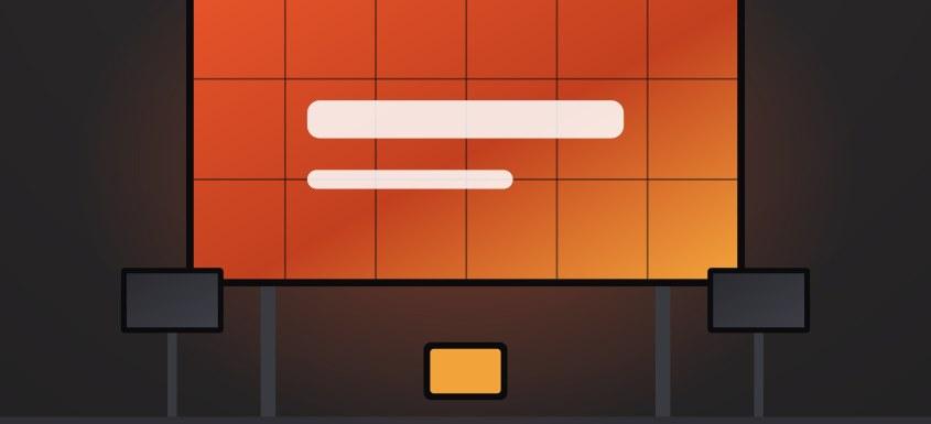 Ilustração de painel de LED e monitores